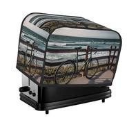 Bicycle Leaning on Fence Toaster Cover 2 Slice, Waterproof Bread Machine Covers with Pockets Universal Size Kitchen Small Appliance Cover with Handle, Dust and Fingerprint Protection