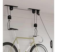 Bicycle Lifts Ceiling Mount 2 Pieces Steel Black with Safety Brake and Nylon Ropes 20 kg Load Capacity for Bicycle E-Bike Kayak Ladder Space Saving Storage Cellar Garage