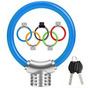 Bicycle Lock,Small Portable Ring Safety Anti-Theft Tamper Proof Shear Resistance Thickened Steel Cable Alloy,Apply to Mountain Bike Road Cycling Touring Foldable Bicycle (Blue)