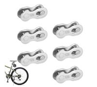 Bicycle Missing Link - 6pcs Speed Bike Chain Connector Lock Set, & Road Bike Quick Release Chain Buckles for 6/7/8/9/10/11/12-Speed Chains, Steel ChainLink Set (Silver)
