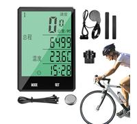 Bicycle Odometer - Waterproof Digital Odometer, Wireless Cycling Computer with 7.1 cm Backlit LCD Screen - for Night Cyclists and Beginners