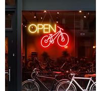 Bicycle Open Neon Sign, Bike LED Signs, Bikes Shop Open Cyclist Sign, Wall Decor