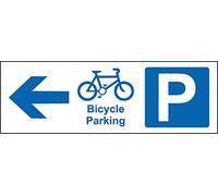 Bicycle parking arrow left Safety sign - 1.2mm Rigid plastic 300mm x 100mm