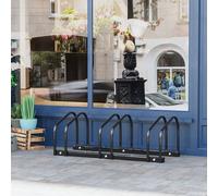 HOMCOM Bike Stand Parking Rack Floor or Wall Mount Bicycle Cycle Storage Locking Stand (3 Racks, Black)