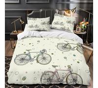 Bicycle Pattern Duvet Cover 3D Print Luxurious 3-Piece Bed Set Hidden Zipper Vintage Doodle Comforter Cover Premium Wrinkle-Resistant for Teens Adults Kids Women Girls Boys Super king（260x220cm）