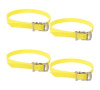 Bicycle Pedal Toe Straps with Clamp Lock 4pcs Yellow for Cycling | Nylon and Metal Build, Reinforced Elastic with Textured Surfaces, Adjustable Fit for Commuters and Fitness Riders