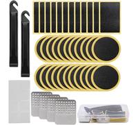 Bicycle Puncture Repair Kit, 41-Piece Set for Quick Tire Fixes, Includes 22 Round & 12 Rectangular Patches, 4 Metal Files & 2 Tire Levers, Portable Storage for Bike Commuters & Outdoor Adventures