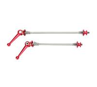 Bicycle Quick Release Skewers Set Lightweight Titanium Alloy Shaft Anodized Aluminum Handle Nut for Mountain Bike Disc Brake Wheels Front 100mm Rear 135mm Durable CNC Machined (Red)