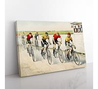 Bicycle Race By John Cameron Vintage Canvas Wall Art Print Ready to Hang, Framed Picture for Living Room Bedroom Home Office Décor, 76x50 cm (30x20 Inch)