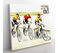 Bicycle Race by John Cameron Vintage Canvas Wall Art Print Ready to Hang, Framed Picture for Living Room Bedroom Home Office Décor, 35x35 cm (14x14 Inch)