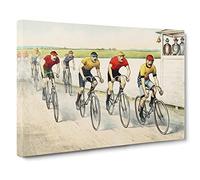 Bicycle Race By John Cameron Vintage Canvas Wall Art Print Ready to Hang, Framed Picture for Living Room Bedroom Home Office Décor, 20x14 Inch (50x35 cm)