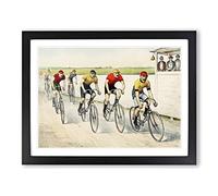 Bicycle Race By John Cameron Vintage Framed Wall Art Print, Ready to Hang Picture for Living Room Bedroom Home Office Décor, Black A2 (64 x 46 cm)