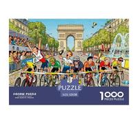 Bicycle Race Sprint on The Champs-Élysées Wooden Jigsaw Puzzle Waterproof 1000 Piece Puzzles for Adults Gifts Impossible Educational Games