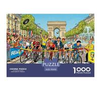 Bicycle Race Sprint on The Champs-Élysées Wooden Jigsaw Puzzle Waterproof 1000 Piece Puzzles for Adults Gifts Challenging And Brainteasing Educational Games