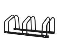 Bicycle rack 3-bike black steel space-saving wall or floor mount 76x33x27cm shed