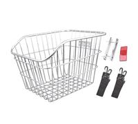 Bicycle rear basket,Rear Bike Basket Large Capacity Lightweight Wire Cargo Rack for Luggage Hiking Outdoor Silver 14.96x12.20x10.24 Inch