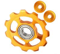 Bicycle Rear Derailleur Pulley Wheel 11T CNC Aluminum Alloy with Sealed Bearing for Smooth and Efficient 7 to 12 Speed Drivetrain Performance (Gold)