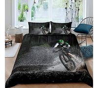 Bicycle Rider Duvet Cover Mountain Bike Bedding Set Extreme Sports Theme Comforter Cover for Boys Girls Children Teens BedCool Style Bedspread Cover Double Size With 2 Pillow Case