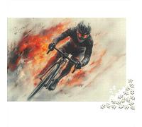 Bicycle Rider Speed Art 1000 Pieces Jigsaw Puzzles for Adults, Premium Cardboard, Dark Cyclist Art, Educational Mental Workout, Creative Fun Activity, Gift Idea for Puzzle Enthusiasts 38x26cm/1000pcs