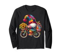 Bicycle Riding Gnome Grandpa For Women Cute Summer Sunflower Long Sleeve T-Shirt