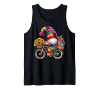 Bicycle Riding Gnome Grandpa For Women Cute Summer Sunflower Tank Top