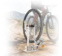 Bicycle Rim Truing Stand, Professional Wheel Alignment Repair with 3 Precision Gauges & Multi-Size Spoke Wrench, Adjustable 55-200mm Hub Width Fits 16-29” Wheels, 5.7kg Portable Foldable(Gold)