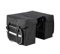 Bicycle Saddle Bag For Ebike, 25L Large Capacity Rear Rack Pannier, | 300D Polyester Weather Resistant Camel Bag With Rain Cover And Reflective Strips, Black