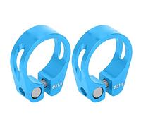 Bicycle Seat Post Clamp Aluminum Alloy Quick Release Lightweight CNC Cutting Ergonomic Design for Mountain Bike Road Bike 31.8mm 2Pcs (Blue)