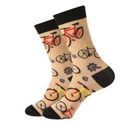 Bicycle Socks with Bike Pattern, Beige with Black Trim, Adult UK Size 6-9, Cycling Themed Gift