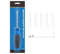 Bicycle Spoke Wrench Set - 8.74 Inch Cycling Manual Tool, Heavy Duty Steel Spoke Wrench with PP TPR Handle, Includes 6 Retaining Rings, 4 Fixing Screws and 1.5 Hex Wrench