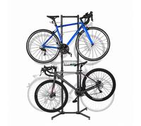 Relaxdays bike rack, for 4 bikes, MTB, road bike, e-bike, freestanding, basket, HxWxD: 210x75x61 cm, black