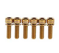 Bicycle Stem Bolts, Bicycle Stem Screw, Titanium Alloy M5 x 18mm Screw with Washers Set for Road Mountain Bicycle Stem, Pack of 6 (Golden)