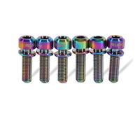 Bicycle Stem Bolts, Bicycle Stem Screw, Titanium Alloy M5 x 18mm Screw with Washers Set for Road Mountain Bicycle Stem, Pack of 6 (Rainbow)
