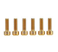 Bicycle Stem Bolts M5 x 16mm, 6PCS Titanium Alloy Bike Fixed Stem Bolts for Mountain Road Bicycle Bike Disc Brake Caliper/Handlebar Stem/Rear Rack/Water Bottle Cage Holder(Gold)
