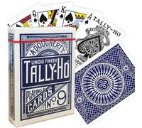 2 DECKS OF TALLY HO No 9 ORIGINAL FAN BACK PLAYING CARDS RED AND BLUE