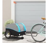 Bicycle Trailer Black and Blue Iron 126 x 63 x 63 cm, 45 kg Load Capacity, with Safety Flag, Drawbar Coupling and Oxford Fabric for Transporting Luggage, Dog, Baby and Outdoor Use