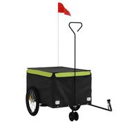 Bicycle Trailer Black and Green Iron 45kg Load Capacity with Clutch Safety Flag Foldable for Transporting Luggage, Dog, Child, Shopping, Outdoor and Travel