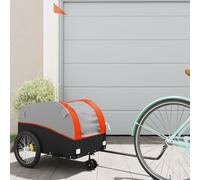 Bicycle Trailer Black and Orange Iron with 30 kg, 123 x 52 x 53 cm, Safety Flag, Drawbar Coupling, Ideal for Transporting Luggage, Dog, Child, Shopping