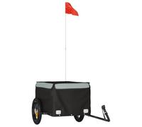 Bicycle Trailer Black and Orange Iron with Load Capacity, 120x54x, Safety Flag, Foldable for Transporting Luggage, Dog, Child and Outdoor Tours
