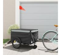 Bicycle Trailer Black and Orange Iron with Load Capacity, 120x54x, Safety Flag, Foldable for Transporting Luggage, Dog, Child and Outdoor Tours