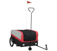 Bicycle Trailer Black and Red Iron with 45 kg Load Capacity, 126 x 63 x 51 cm, Includes Safety Flag, Ideal for Transporting Luggage, Load, Dog and Outdoor Use