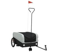 Bicycle Trailer Black and Red Iron with Load Capacity, x 52.5 x 42 cm, Drawbar, Safety Flag for Transporting Luggage, Load, Dog, Child, Camping, Daily Life