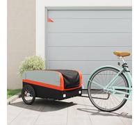 Bicycle Trailer Black and Red Iron with Load Capacity, x 52.5 x 42 cm, Drawbar, Safety Flag for Transporting Luggage, Load, Dog, Child, Camping, Daily Life