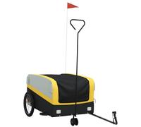 Bicycle Trailer Black and Red Iron with Load Capacity, x 52.5 x 42 cm, Drawbar, Safety Flag for Transporting Luggage, Load, Dog, Child, Camping, Daily Life