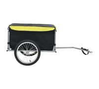 Bicycle Trailer, Black and Yellow, 65 kg, Steel Frame, 136 x 72 x 58 cm, Foldable with Clutch, Water-Repellent Polyester, Reflectors, Load Trailer for Transport, Tour, Everyday Life, Camping