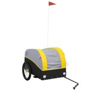 Bicycle Trailer Black and Yellow Iron with 45 kg, 133 x 68 x 68 cm, Includes Safety Flag, Ideal for Transporting Luggage, Dog, Baby, Outdoor and Everyday Use