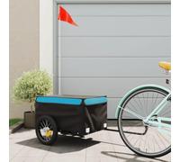 Bicycle Trailer Black Blue Iron with 30 kg Load Capacity, 120 x 54 x 44 cm, Safety Flag, Clutch for Load Transport, Outdoor Tour, Luggage and Pet, Foldable, Robust and Versatile