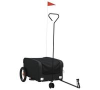 Bicycle Trailer Black Iron with 30 kg Load Capacity, 122 x 53 x 53 cm, Safety Flag, Foldable for Transporting Luggage, Load, Dog, Child, Ideal for Everyday Use, Tour, Camping