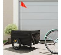 Bicycle Trailer Black Iron with 45 kg Load Capacity, 124 x 62.5 x 52 cm, Sturdy Load Trailer for Transporting Luggage, Dog, Child, Ideal for Touring, Shopping and Outdoor Use