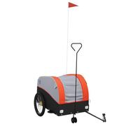 Bicycle Trailer Black Orange 45 kg Load Capacity Iron Load Trailer with Clutch and Safety Flag for Transporting Luggage, Dog, Child, Outdoor, Tour, Shopping, Camping, City, Everyday Life
